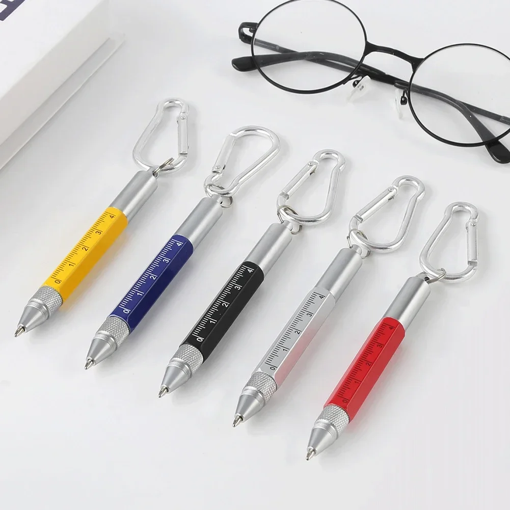 Mini Multifunction Ballpoint Pen Stylus 6 In 1 Metal Screwdriver Touch Screen Tool Pen Small Scale Keychain Pens Accessories