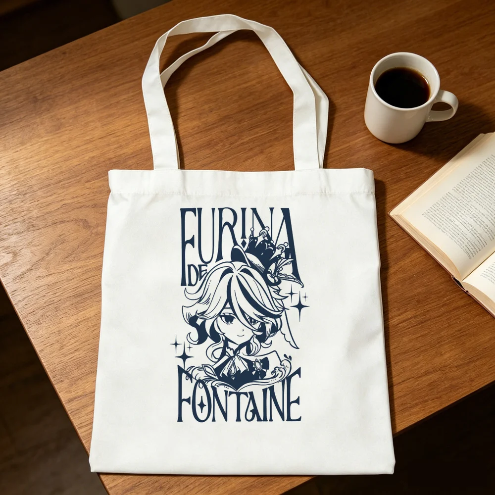Genshin Impact Furina tote bag reusable einkaufstasche shopper bolsas de tela totebag woman