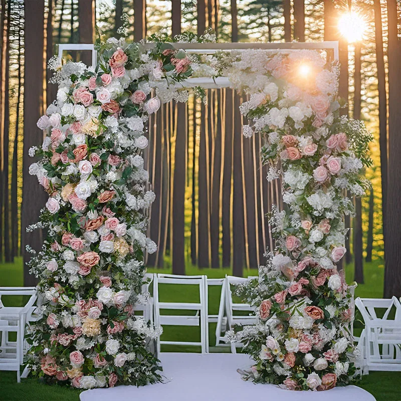 

180CM Very Suitable for Outdoor Wedding Decoration Artificial Rose Pink Horn Flower Arrangement Stage Background Arch Decoration