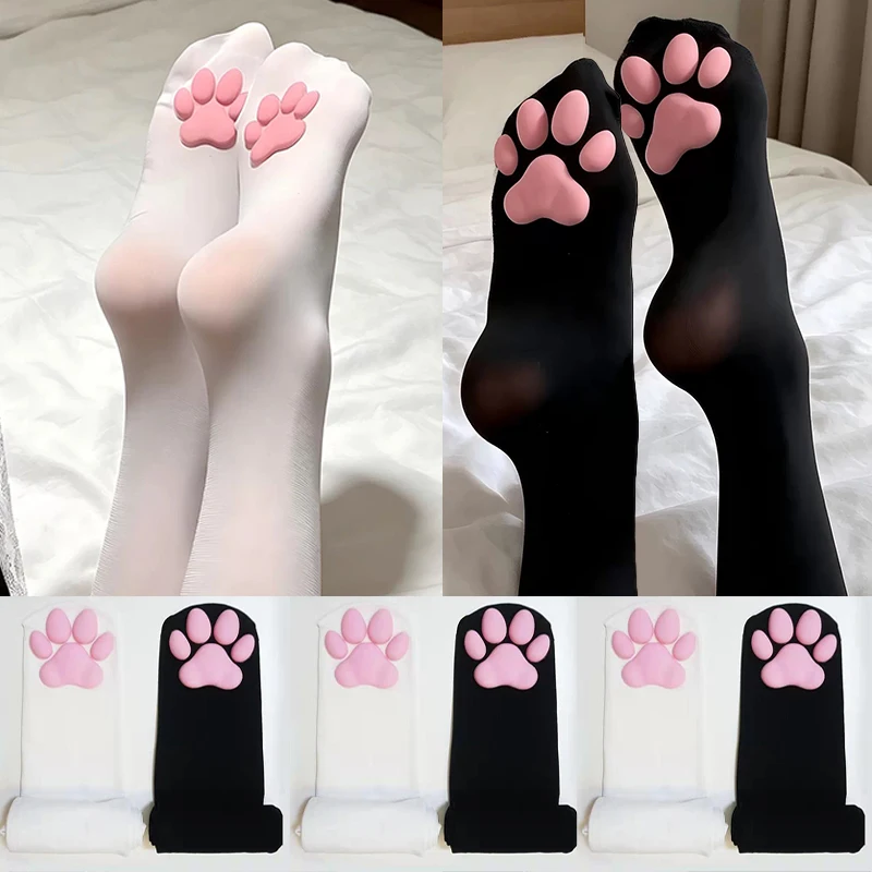 Cute Kawaii Cartoon 3d Cat Paw Stocking Sock Pink Kitten Claw Cat Paw Pad Thigh High Stockings Cosplay Harajuku Y2k Stockings