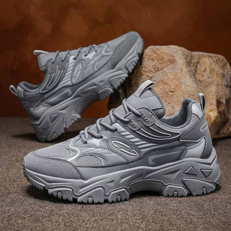 

Mens Walking Shoes 2025 New Breathable Mesh Wear-resistant Thick Sole Daily Casual Outdoor Comfortable Sports Shoes for Man