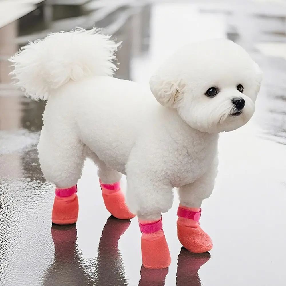 4 Stück/Set Niedliche Rutschfeste Hundeschuhe Wasserdichte Schmutzabweisende Haustierstiefel Atmungsaktive Verstellbare Welpen-Netzschuhe Haustierzubehör – Detail 9