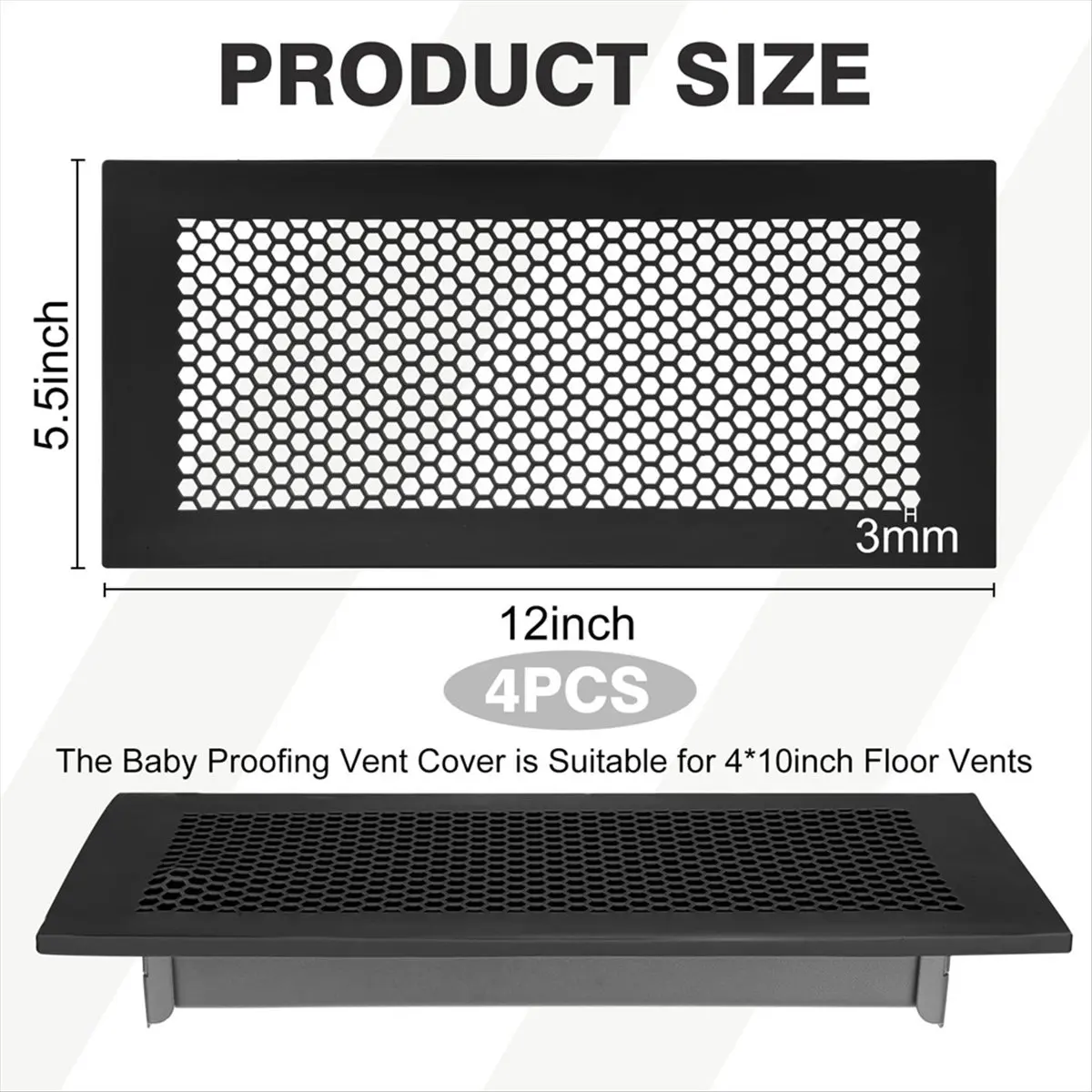 

ABPP 4 Pcs Proofing Vent Covers for 4 X 10 Inch Floor Registers Silicone Air Vent Covers Protective Child Proof Vent Covers