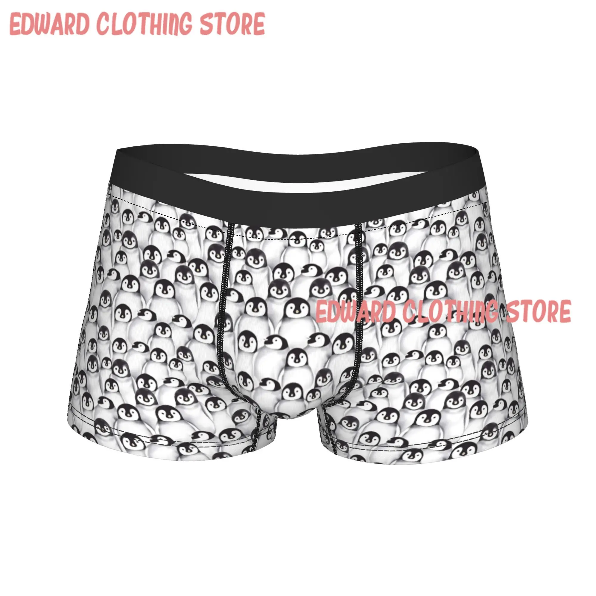 Adorable Baby Penguin Watercolor Seamless Pattern Underwear  Men Shorts Briefs Elastic Boxer Shorts Hot Sale Oversize Underpants