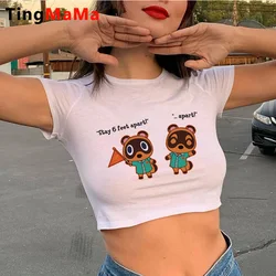 Animal Crossing New Horizons clothes women grunge tumblr y2k clothes t-shirt crop top ulzzang streetwear