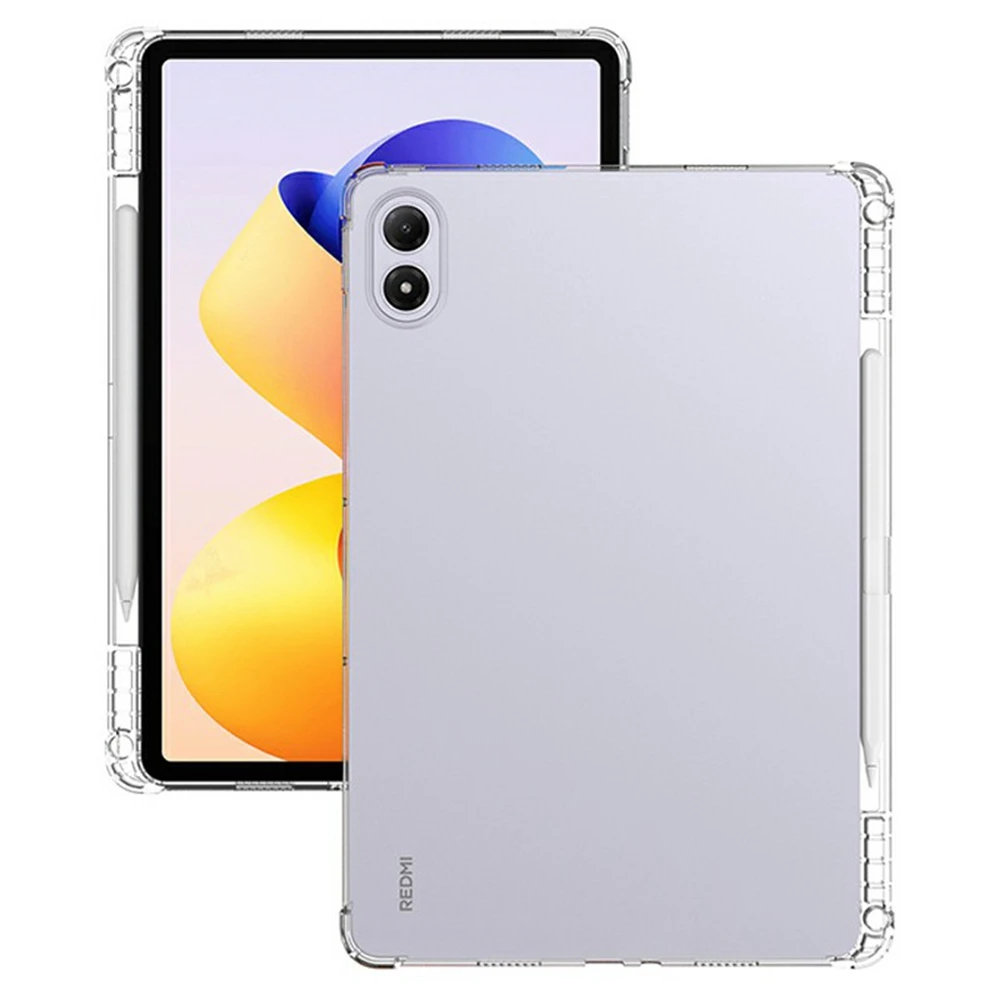 For Xiaomi Redmi Pad 2 Pro Case Reinforced Four Corner Anti-Drop TPU Tablet Cover with Pen Slot - Transparent
