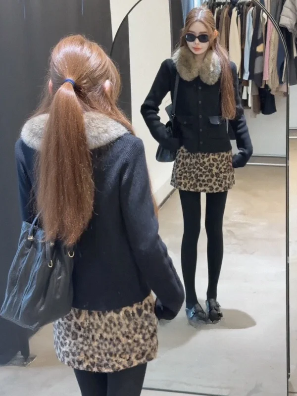 

Korean Lazy Sle Detachable Fur Collar Knitted Sweater Coat Women Winter New Faion Versatile Top Loose Fit Long Sve Car...