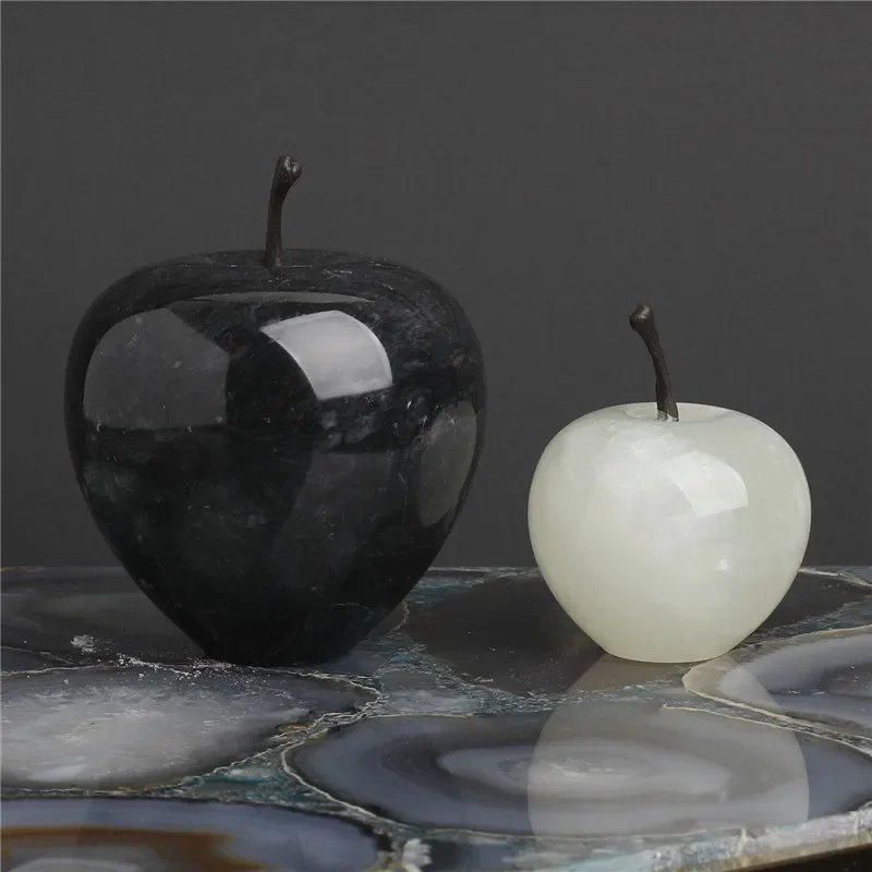 천연석 조각 사과 조각상, 아프간 옥, 대리석 레이키 부적, 크리스탈 장식품, 수제 크리스마스 장식 선물