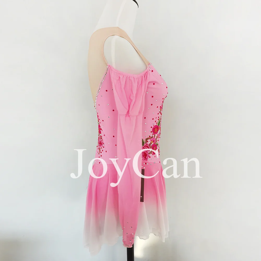 JoyCan-فستان التزلج على الجليد للفتيات ، دنة وردي ، شبكة مطاطية ، ملابس الرقص المنافسة ، حسب الطلب