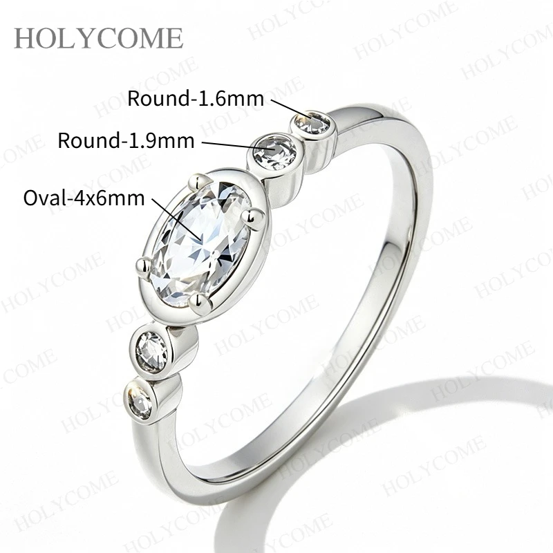 Moissanite Rings D Color VVS1 New Simple Sparkling Oval Synthetic S925 Sterling Silver For Women Wedding Statement Fine Jewelry
