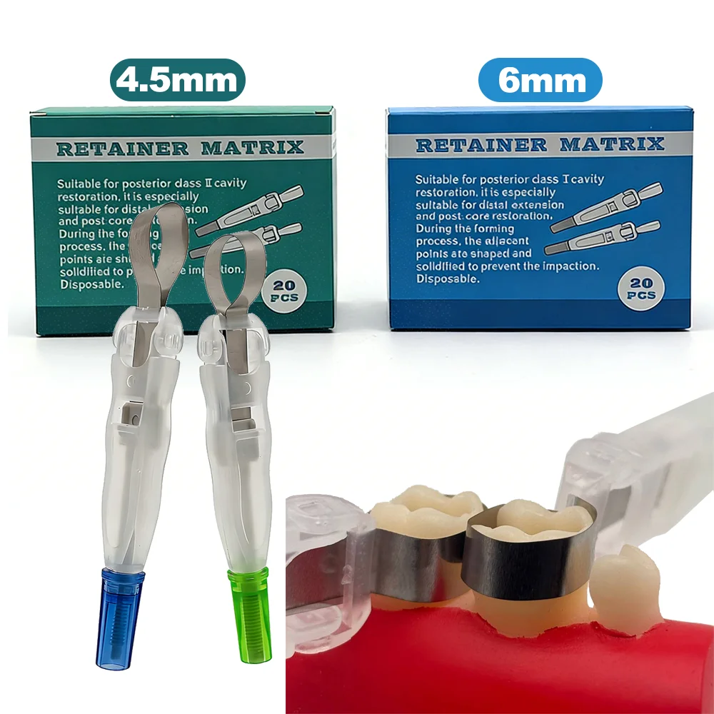 

20pcs/box Dental Matrix Bands Pre Formed Sectional Matrix System Roll Type Matrix Bands Retainer Dental Crown Materials