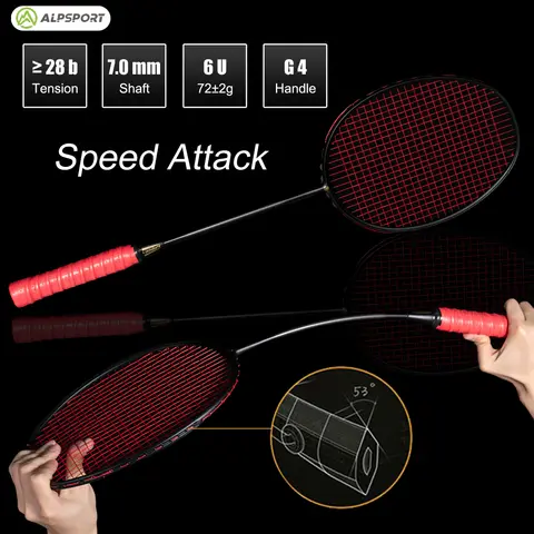 Alpsport XHP 2 개/1 배치 6U 72g 초경량 G4 T800 오리지널 풀 카본 파이버 22-30 파운드 프로페셔널 배드민턴 라켓