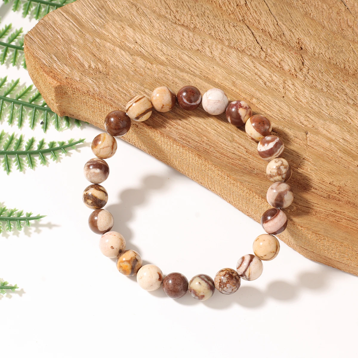 بوهو الحجر الطبيعي زيبرا حجر أساور مستديرة امرأة النساء الرجال الخريف اللون كتلة البني brazalete سيدة لهدايا شقيقة عيد الميلاد