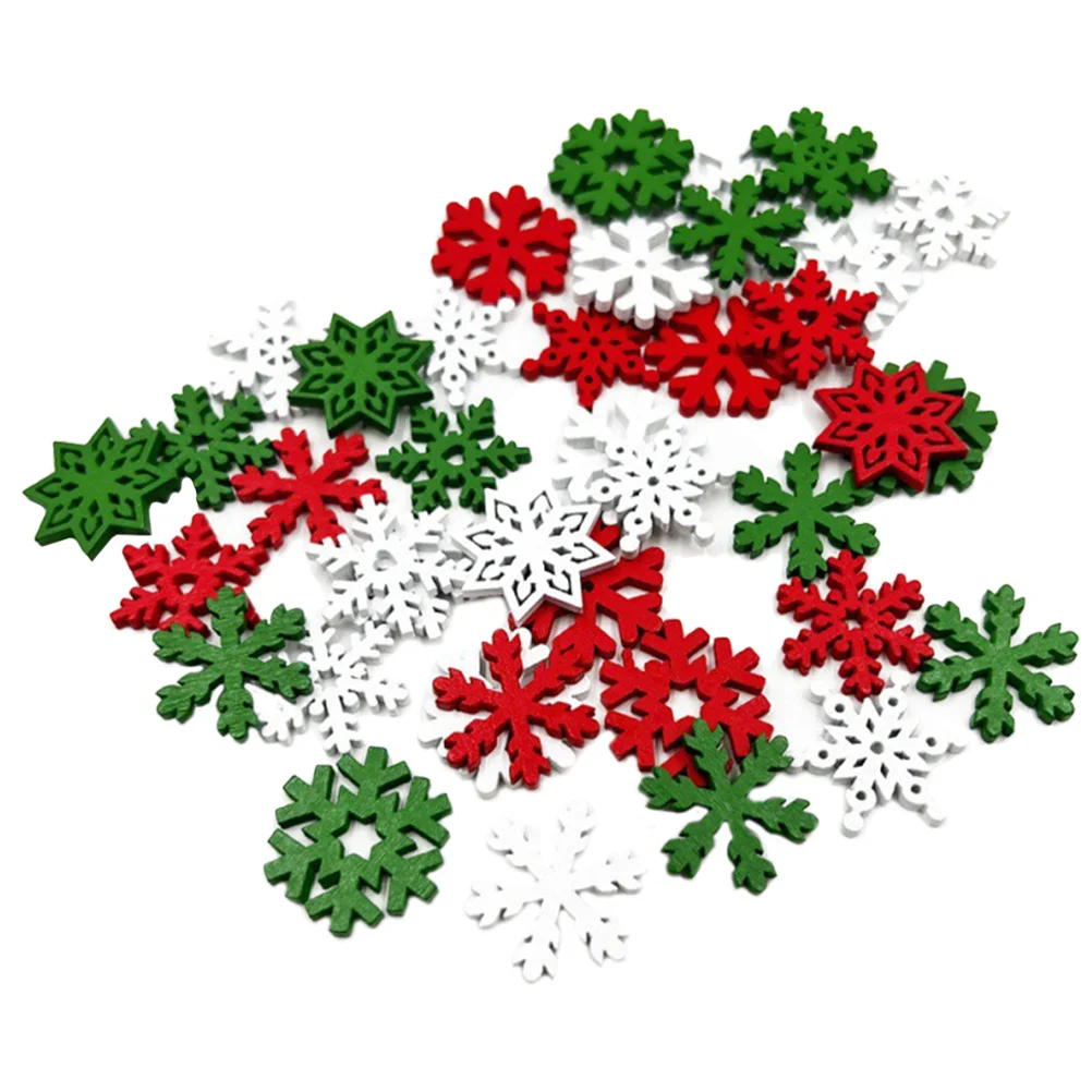

50pcs Wooden Snowflake Ornaments Carved Wood Slices Christmas Decorations Diy Craft Supplies Xmas Tree Winter Party Favors Home