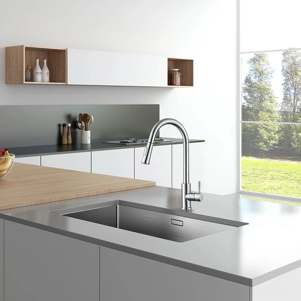 Kitchen Faucet Pull Out Brushed Nickle Stainless Steel Black Kitchen Mixed Tap Kitchen Sink Tap