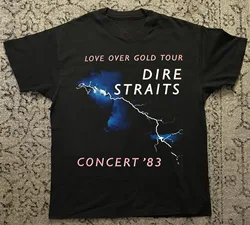 Rare Dire Straits Concert 83 Cotton Black T Shirt S to 5XL Gift For Fans K2560