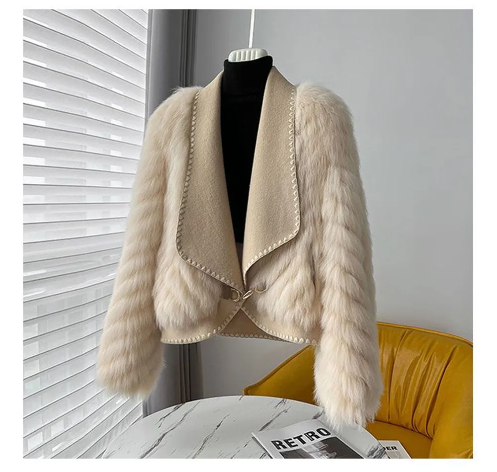 Formal Dressesy2K2024 Autumn And Winter New Imitation Fox Fur Cardigan Coat Women'S Short Double-Sided Woolen Collar Fashion