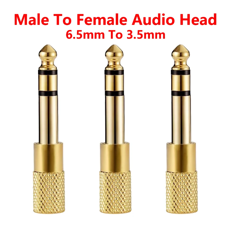 Microphone Adapter Stereo Headphone Jack Audio Plug Male to Female Golden 35 Mm 635mm