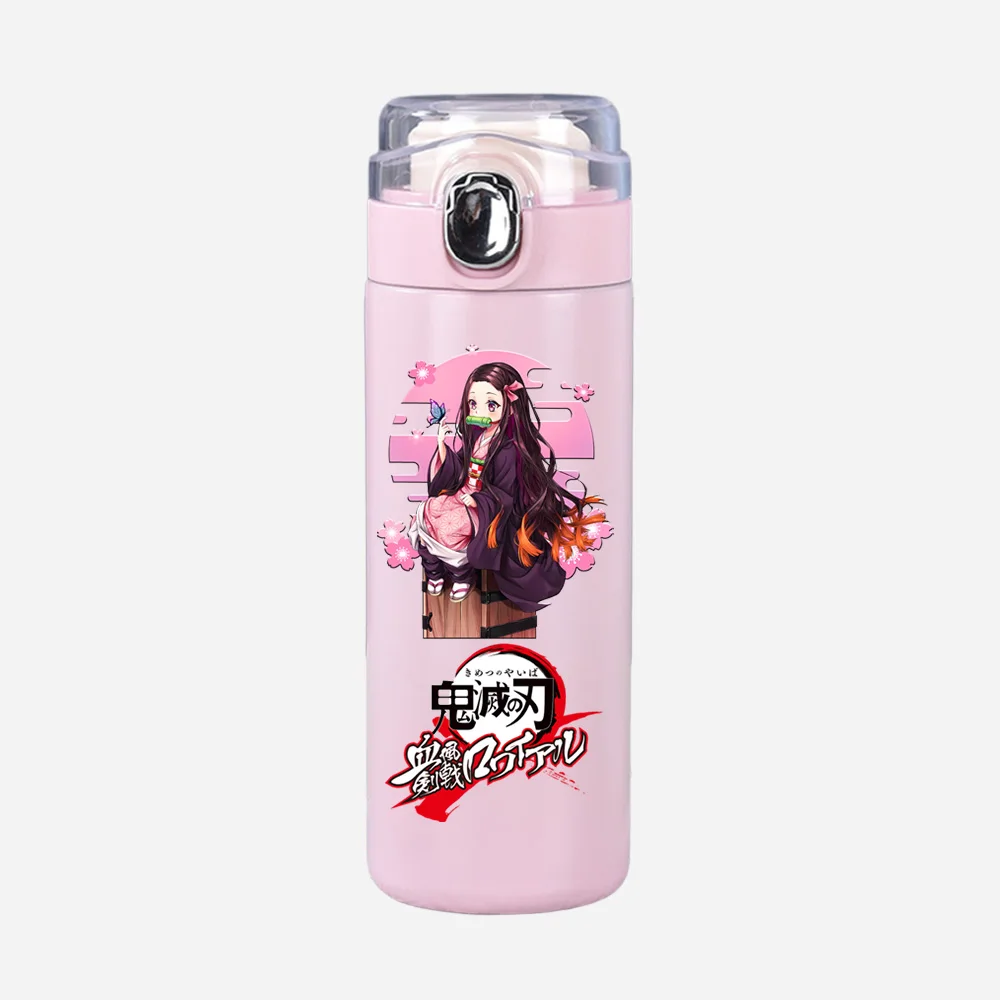 Anime Cartoon Demon Slayer Printed Thermos Cup Portable Stainless Steel 400Ml Water Bottle Leak Proof Camping Water Cup Gift - view 3