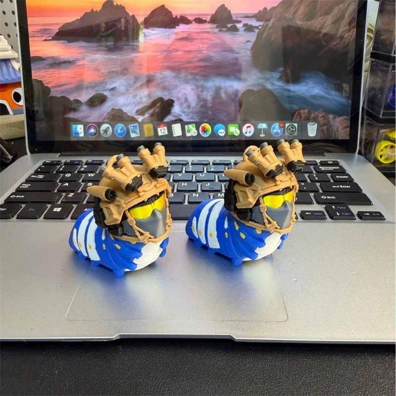 3D Printed Tactical Helmet Worm Keychain Funny Creature Pendant For Bag Car Key Home Decor Desktop Ornament Creative Gift