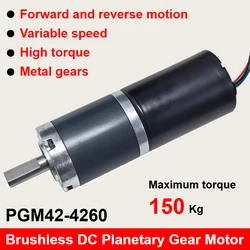 12V 4260 Brushless DC Planetary Gear Motor 24V Adjustable Speed High Torque Motor 5-Wire CW/CCW Electronic Equipment Accessories