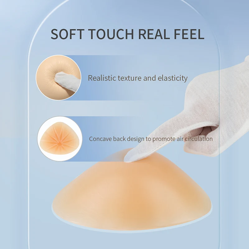 LERVANLA SB Mastectomy Breast Form Lightweight for Swimming Silicone Breast Prosthesis Match Post Surgery Bra with Pockets