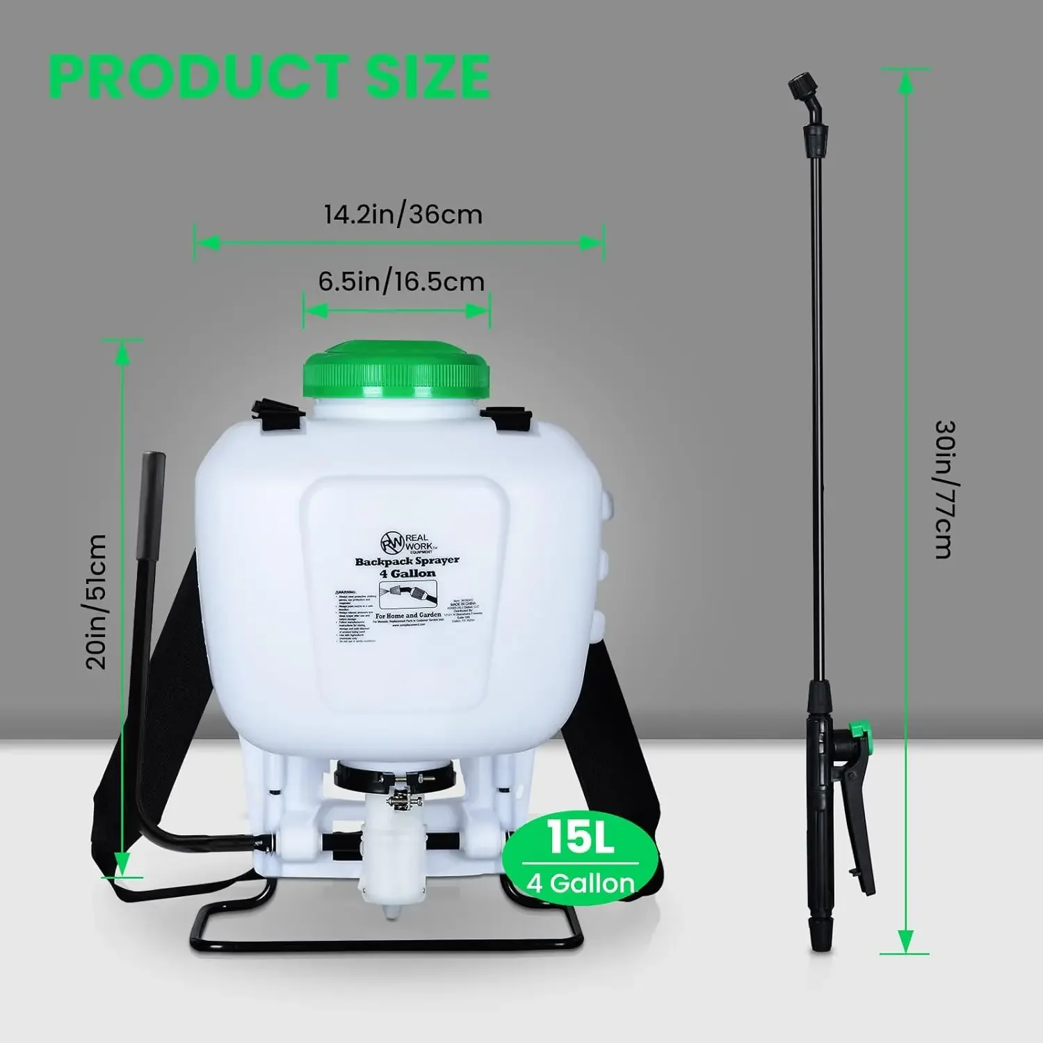 4-Gallon Backpack Sprayer with Padded Shoulder Strap for Pests & Weeds, Watering Garden Spraying Plants in Translucent White