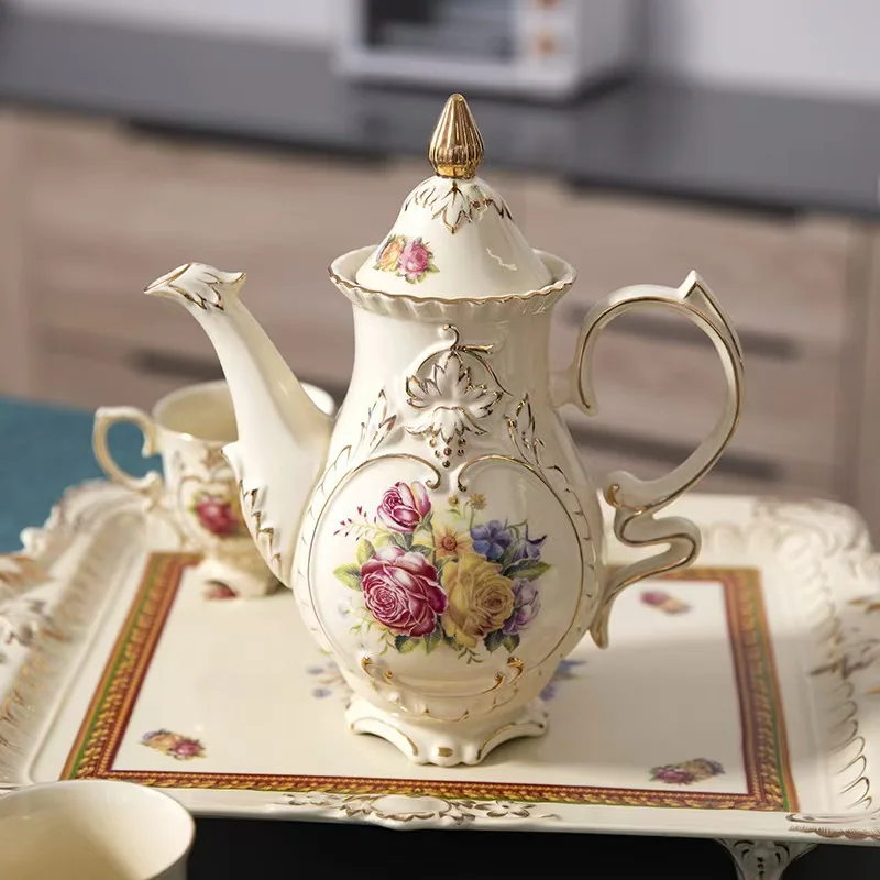 Luxury Retro Style 200ml Ceramic Coffee Cup Set Porcelain Europe Design Tea Mug with Gift Box