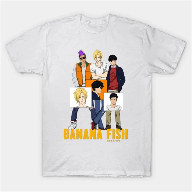 Anime Banana Fish Women Cotton Men Tshirt Cartoon Print Short Sleeves T Shirts Casual Oversized Clothing Unisex Sport Tops Tees