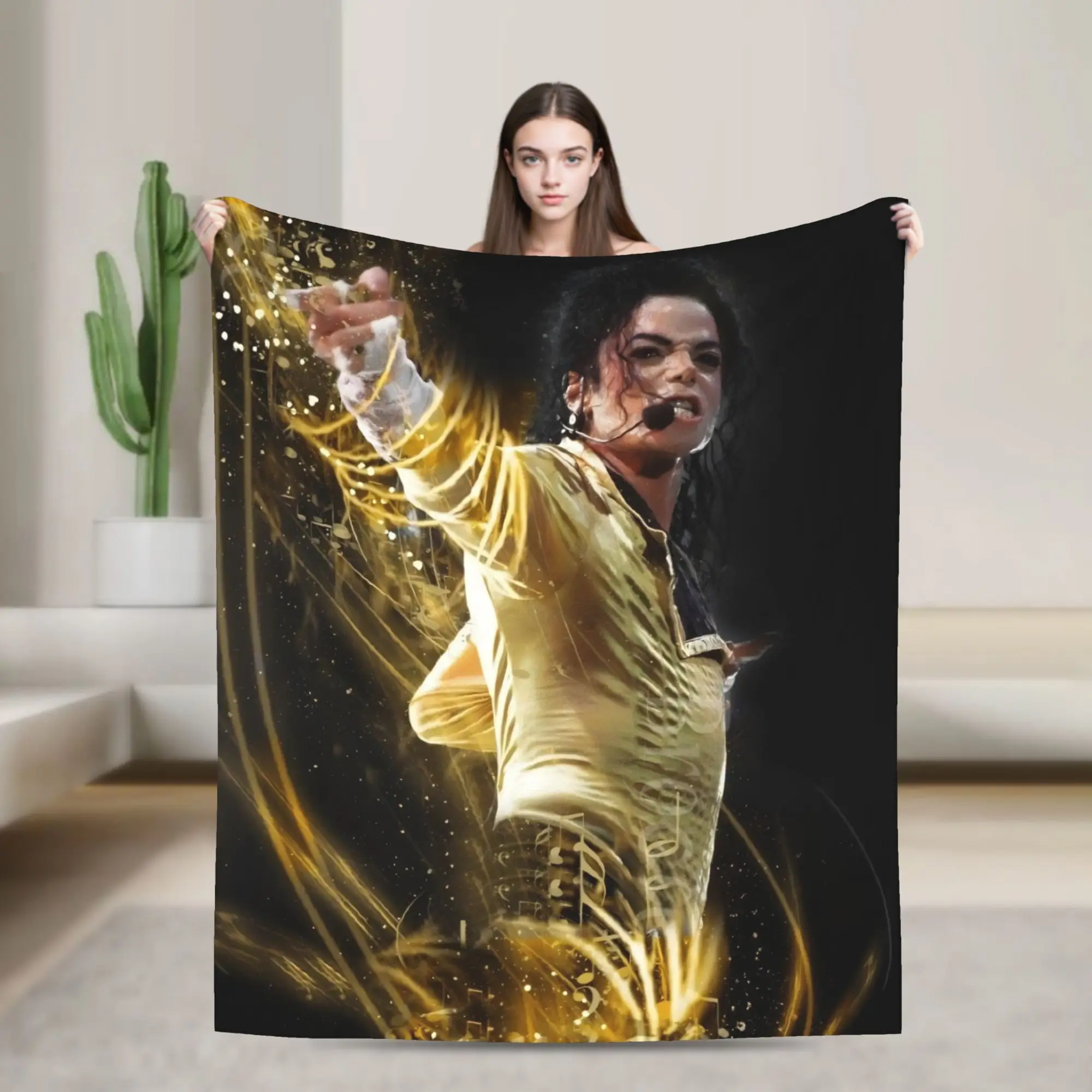 MJ Michaels Jacksons Blanket Fleece Spring/Autumn Music Idol 90s Breathable Warm Throw Blanket for Bedding Car Rug Piece