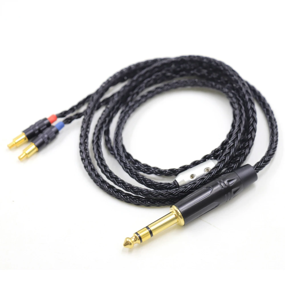 Premium Bright-Black 16-Core Replacement Headphone Cable for Technica ATH-WP900, MSR7B, AP2000, ES770H, SR9, and ADX5000