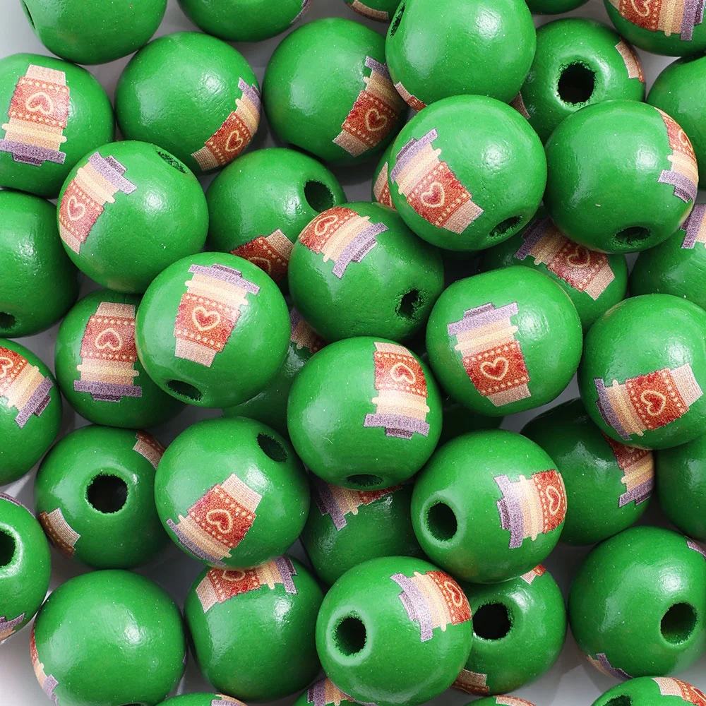 Assorted Printed Christmas Wooden Beads