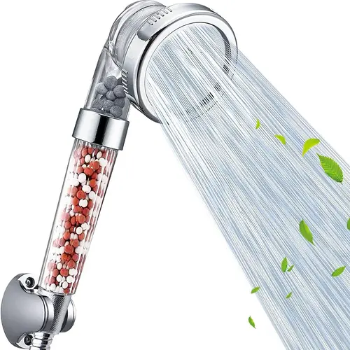 음이온 활성화 세라믹 볼이 있는 핸드헬드 샤워 목욕 헤드, 고압 스톤 스트림, 3 가지 모드 조절 가능 샤워헤드, 신제품 