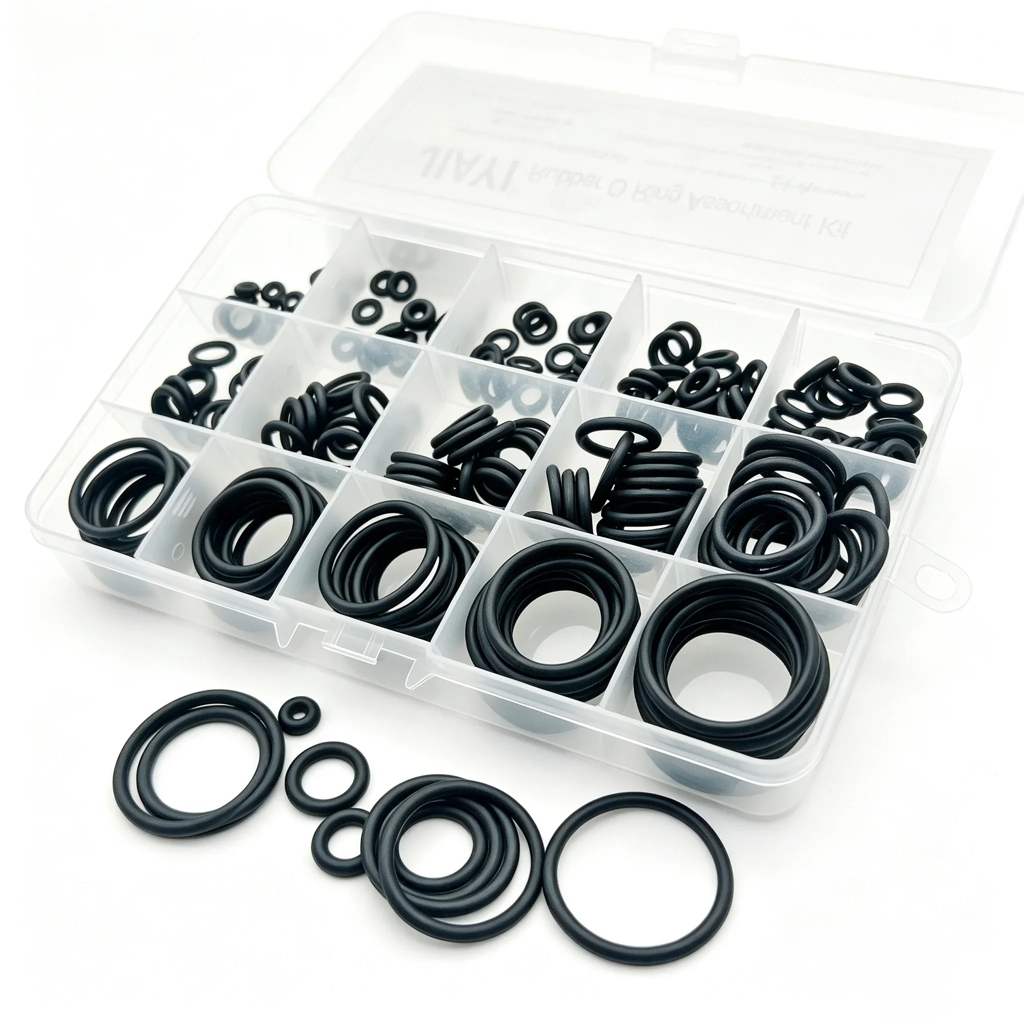 225Pcs Black NBR Nitrile Rubber O Ring Kit CS2.4mm OD7-30mm Oil Resistant Sealing Washer  Rubber O-Ring Set Assortment Kit