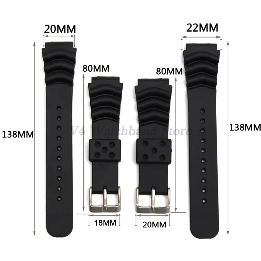 20mm 22mm Resin Watch Strap for Seiko Replacement Waterproof Bracelets Soft Diving Watch Band Rubber Bracelet Accessories