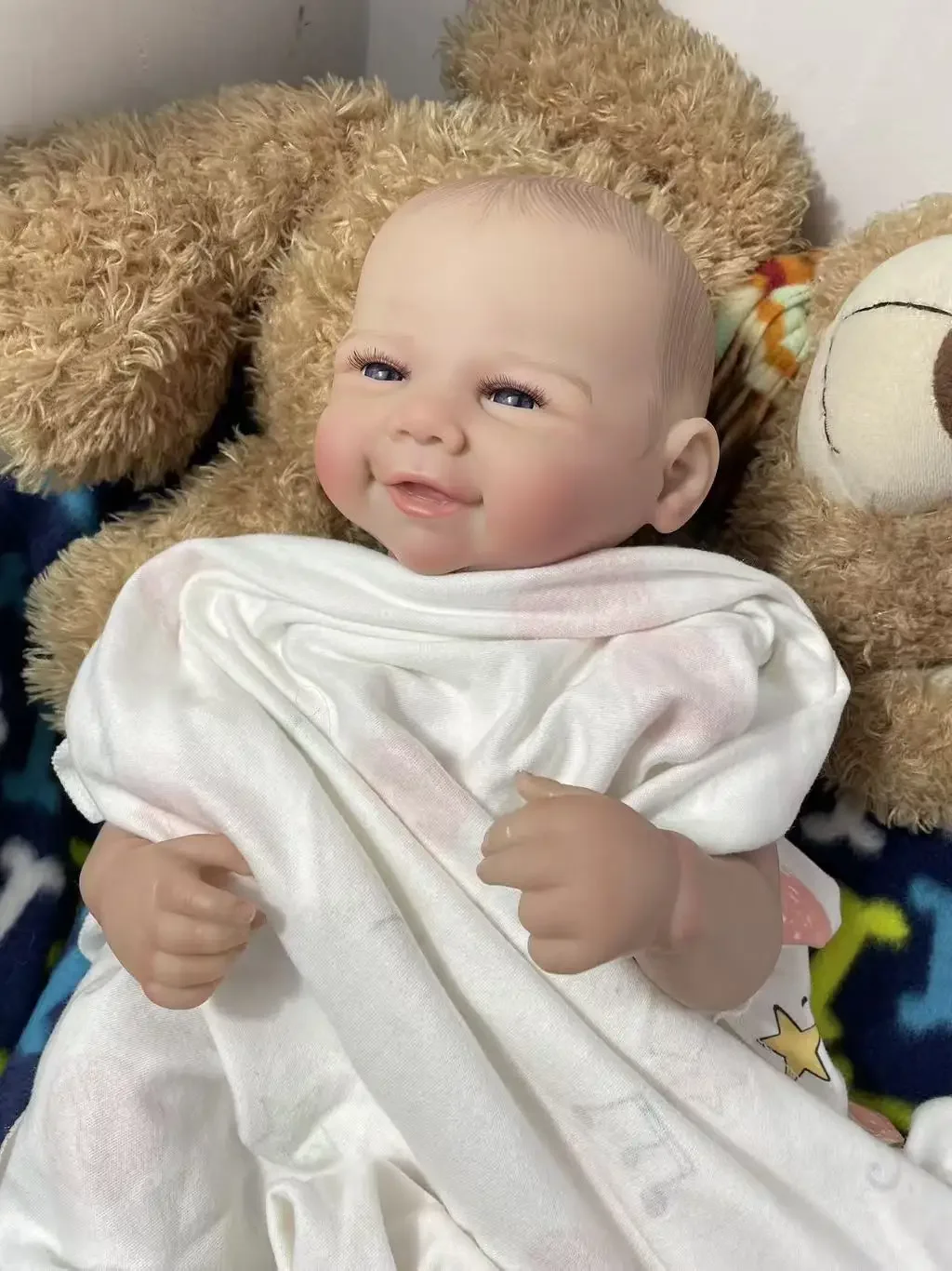 19inch Lifelike Newborn Reborn Doll Vivienne Full Vinyl Body Multiple Layers Painting 3D Skin Hand Drawn Hair Excluding Clothing