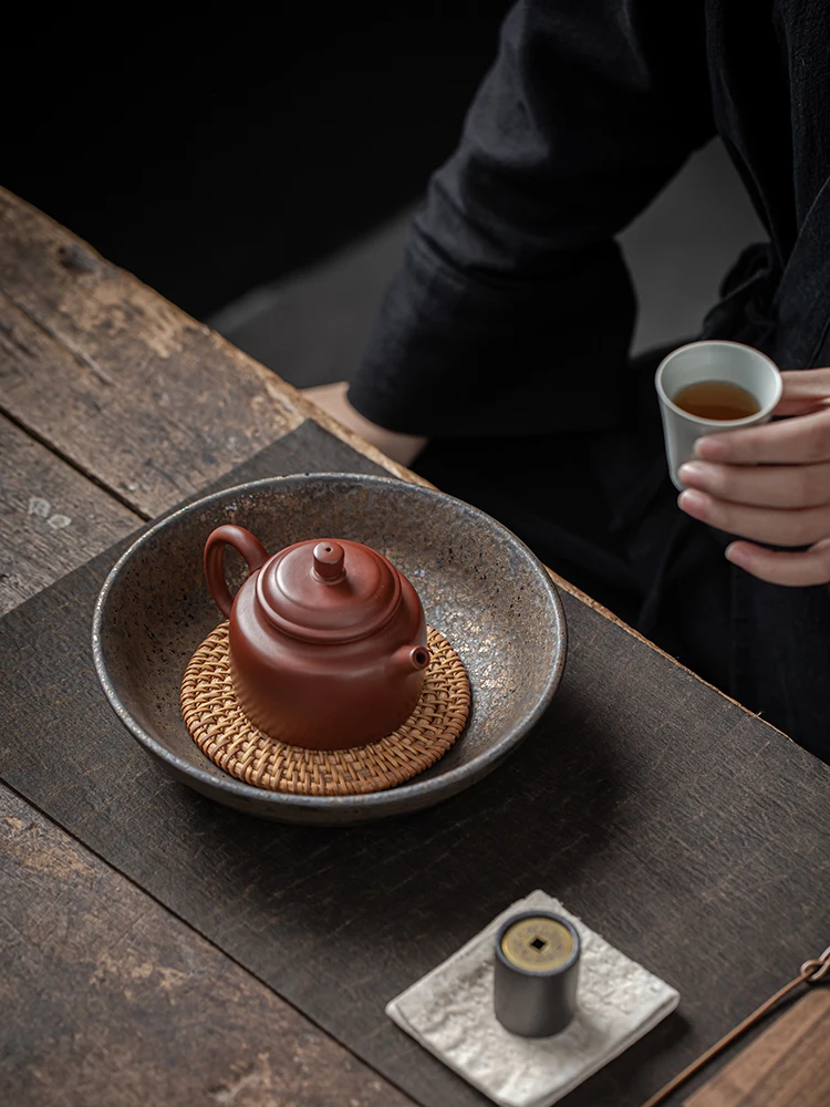 

Chinese Style Ceramic Tea Tray Sand Tea Pot Holder Water Storage Disk Zen Spirit Clay Pot Base Home Use Purple Clay Pot Mat