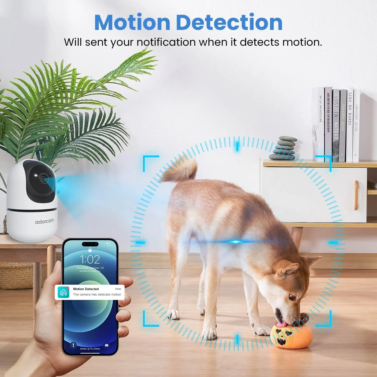 2K 360° WiFi Indoor Security Camera with Night Vision & Two-Way Audio for Home Monitoring
