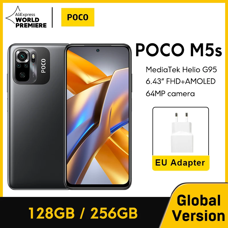 POCO M5s Versão Global NFC MTK G95, Câmera Quad AI de 64MP, 6,43 "AMOLED Dotdisplay, 33W, 128GB, 256GB, Estreia Mundial