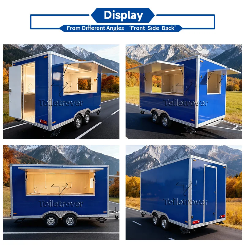 Street Mobile Food Truck Trailer Waffle Donut Crepe Food Trailer Pancake Ice Cream E-Food Truck de Dulces Food Cart for Sale