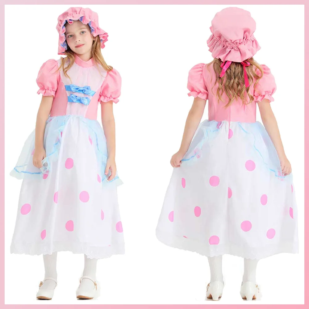 Cartoon Movie TS Costume Disguise Bo Peep Cosplay Child Girls Fantasy Skirts Hat Kid Roleplay Fantasia Outfit Children Halloween