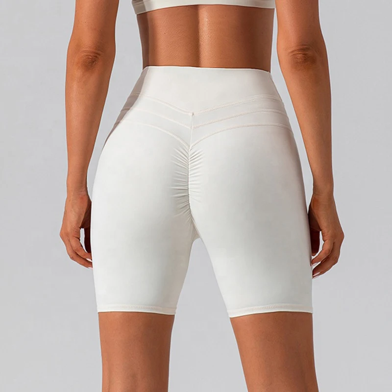 Women High Waist Stretchy Soft Quick Dry Lightweight Scrunch Back Yoga Shorts  New Solid Color Gym Running Yoga Shorts ForSummer