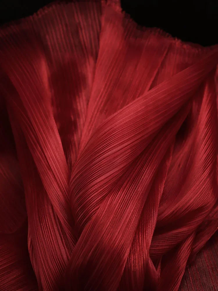 Bright Pleated Organza Fabric Sew Wedding Dress And Fashion Pleated Mesh Fabrics,DIY Shape Stiff Designer Fabrics by the meter