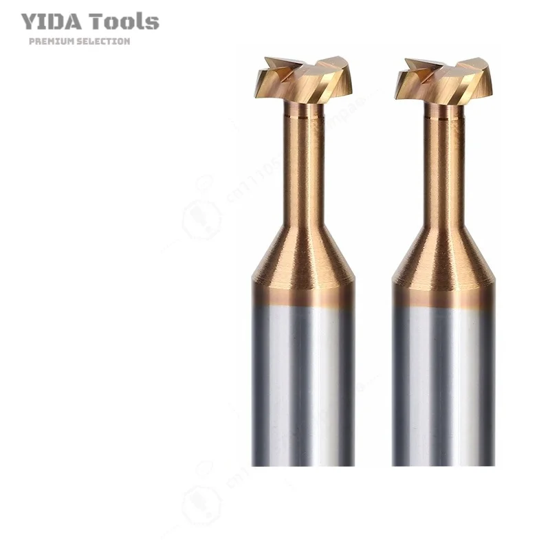 HRC55 Coated 4 Flute T Shape Carbide Milling Bit Precision Grooving Cutting For Stainless Steel On Milling Machine