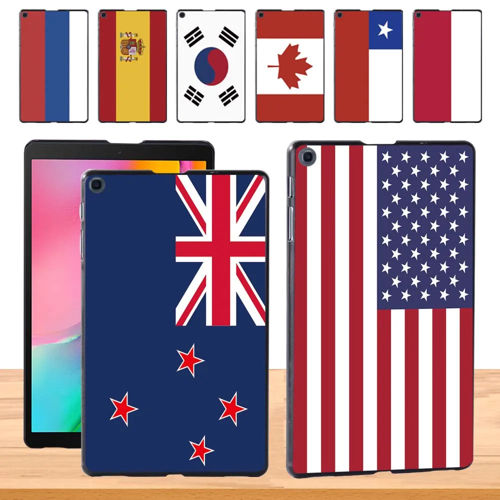 Ultra Slim Tablet Hard Back Shell  for Samsung Galaxy Tab A 8.0 (2019) T290 T295 Flag Pattern Plastic Cover Case + Free Stylus