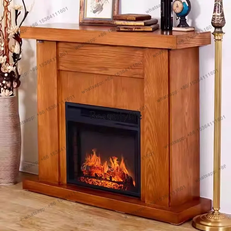 yj7 American fireplace light luxury solid wood fireplace decorative cabinet electronic fireplace