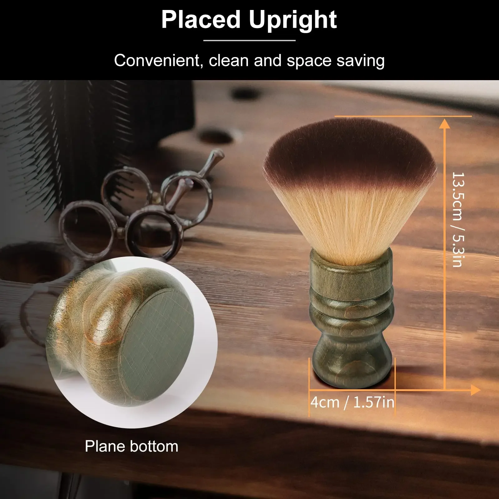 

Barber Neck Duster Brush, Wooden Handle Facial Cleaning Brush, Neck & Beard Hairdressing Accessory for Salon