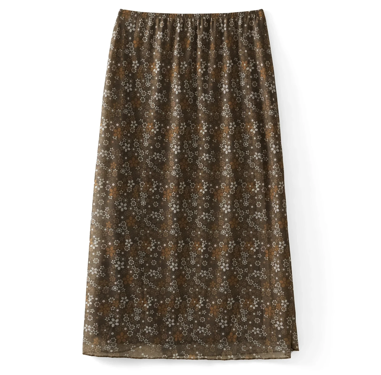 กระโปรงยาวลำลองของผู้หญิงกระโปรงเอวยางยืดพิมพ์ลายดอกไม้วินเทจเอวสูงเรียบง่ายสง่างาม