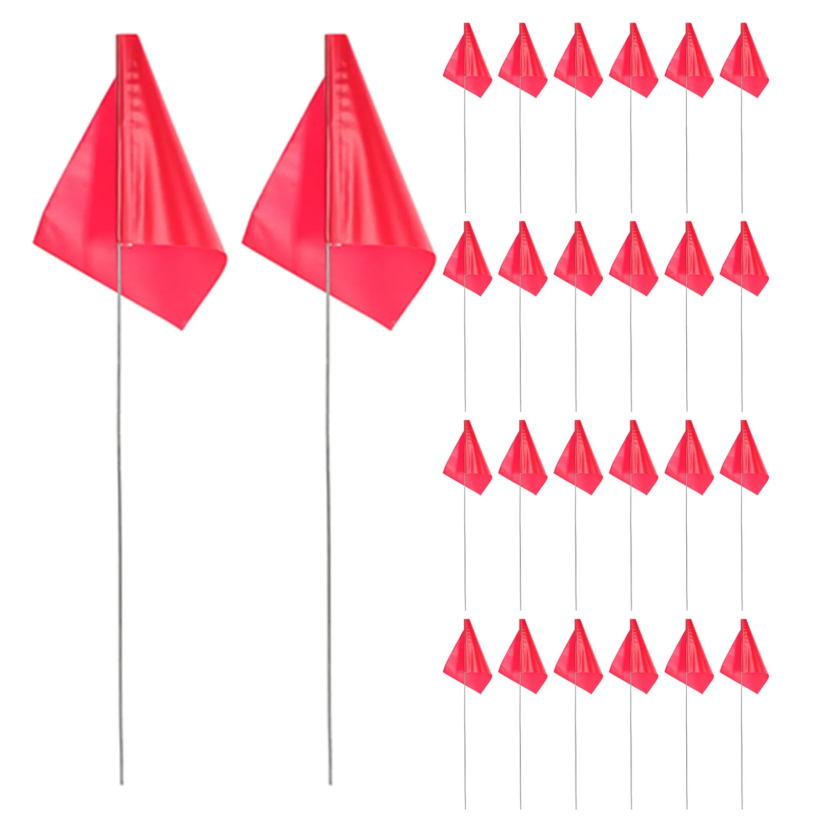 60Pcs Red Garden Flags Irrigation Marking Flags Solid Steel Wire Stakes Yard Markers for Lawn Sprinkler Heads Survey
