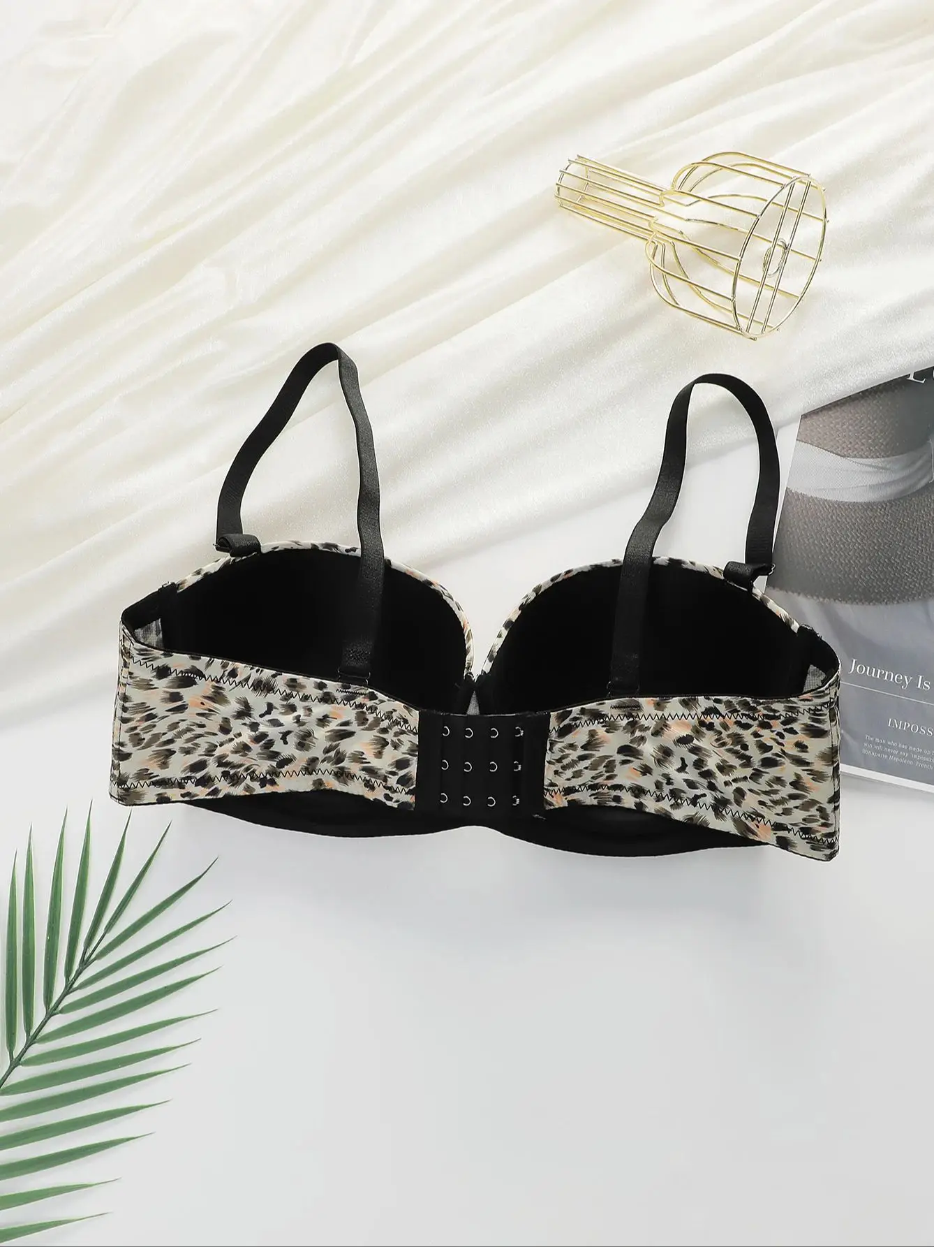 Viomisha Lady Leopard Print Bra Push Up Bras for Women Plus Size Full Back Coverage Lingerie Comfortable Underwear 90D-105D